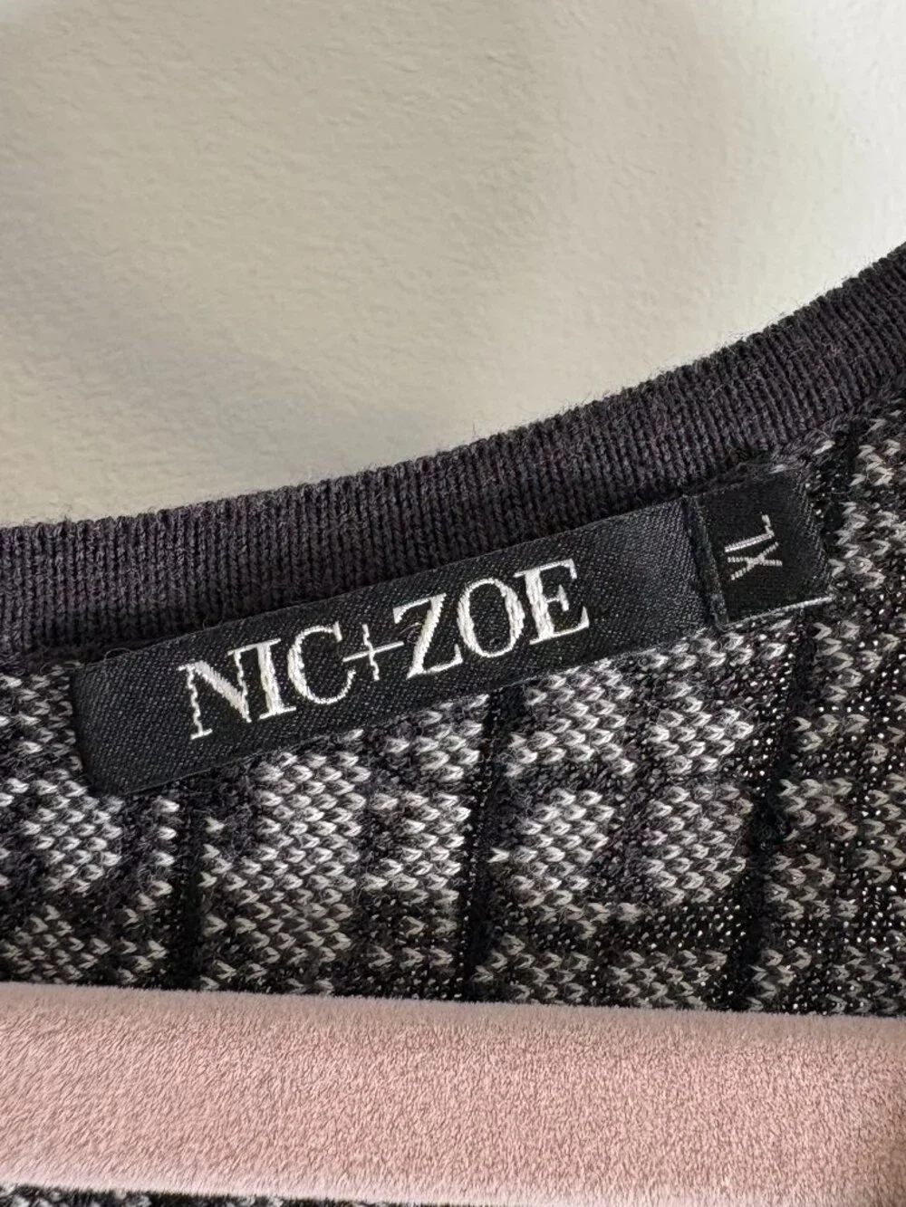 NIC+ZOE Black & White Textured Knit Fit & Flare Dress - Picture 4 of 4